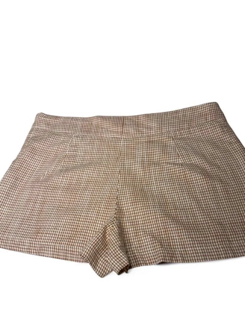 Free People Brown Plaid Mini Shorts